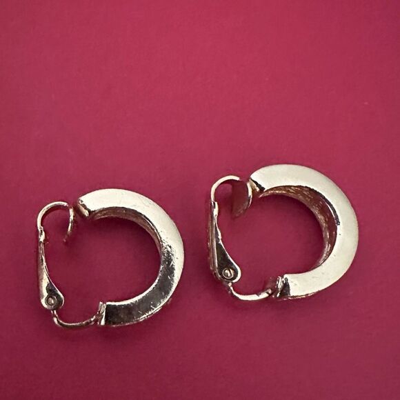 Stunning Dior Vintage Gold-Plated Crystal Hoop Clip-On Earrings - Picture 3 of 5